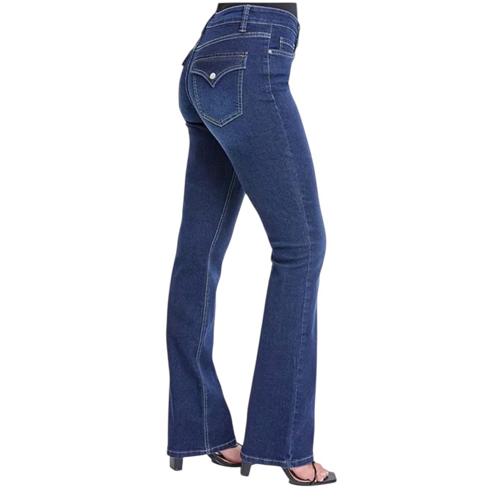 YMI Women's Bootcut Jeans Size 16 Mid Rise Dark Wash Slimming Stretch NWT